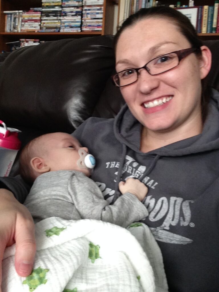 Katie and her newborn son, Hunter