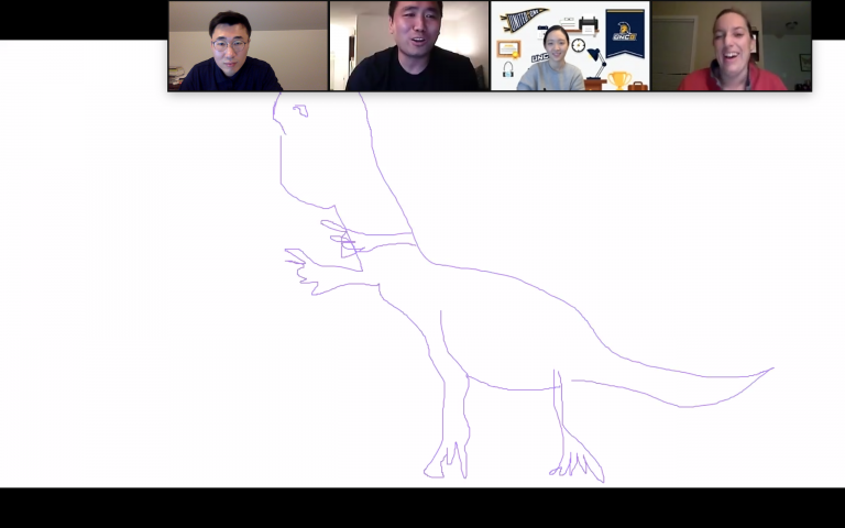 Ed.D. zoom meeting playing pictionary