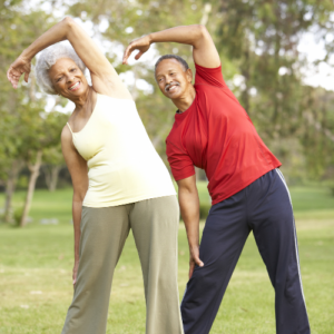 Shows Older Adults Exercising