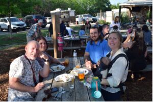 Group people sitting at a table