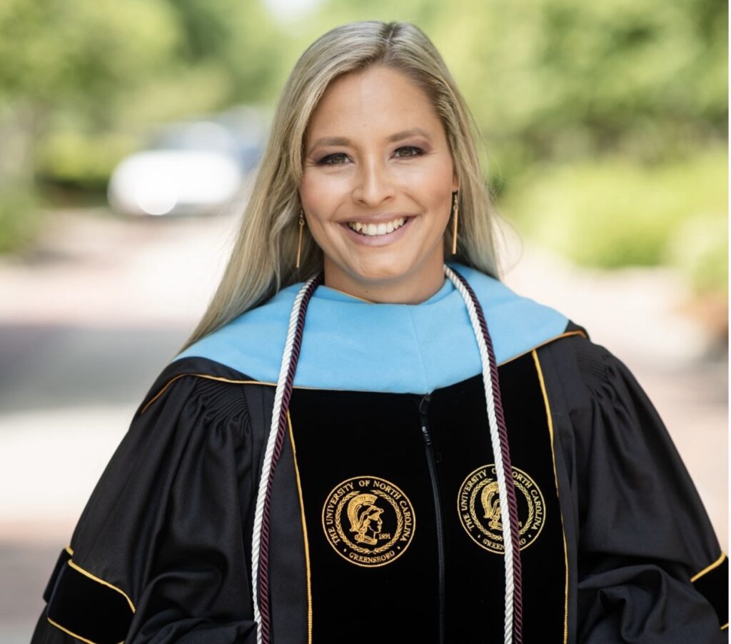 Woman in a graduation gown