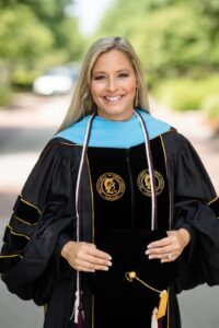 Woman in a graduation gown