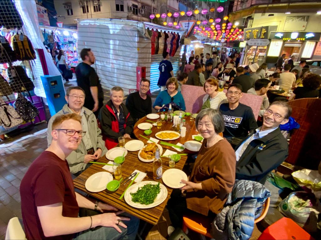 Student, faculty, and alumni from UNCG at dinner in Hong Kong